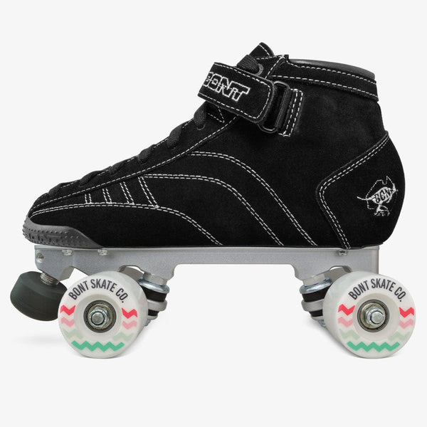 Black suede fashion roller skates