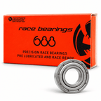 Orange Bont 688 mini-bearing box with one silver bearing in front and soft shadows underneath.