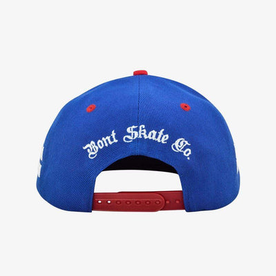 blue-red roller skate cap