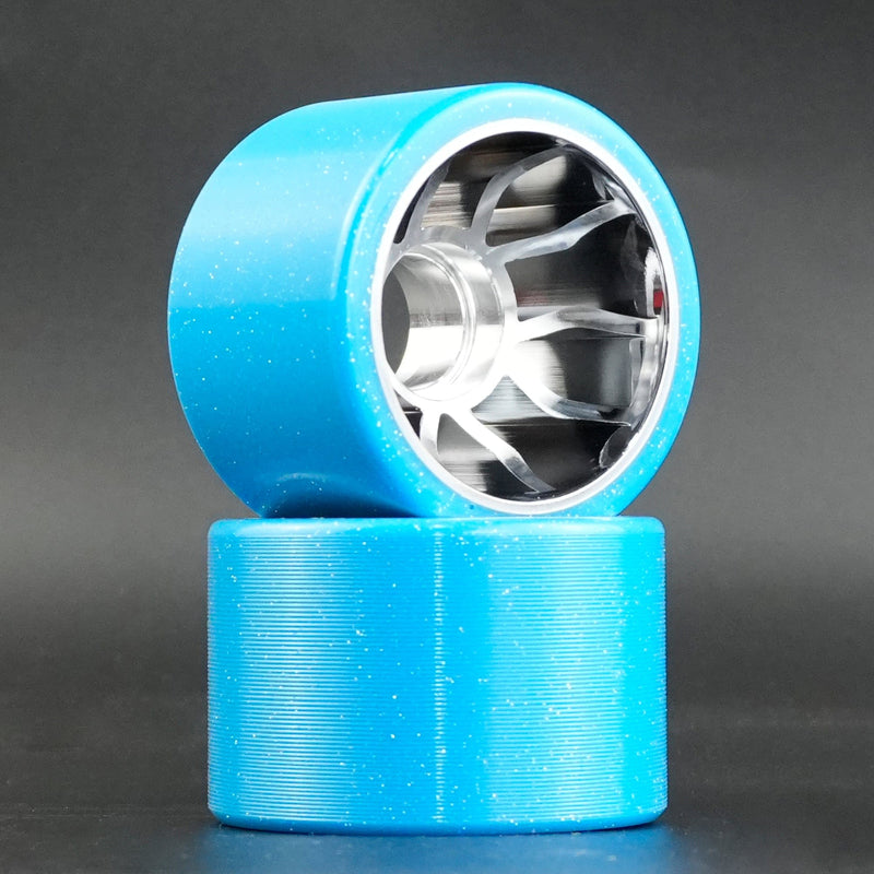 Multiple Bont Moonwalk roller skate wheels shown from different angles, highlighting their uniform color and sleek design