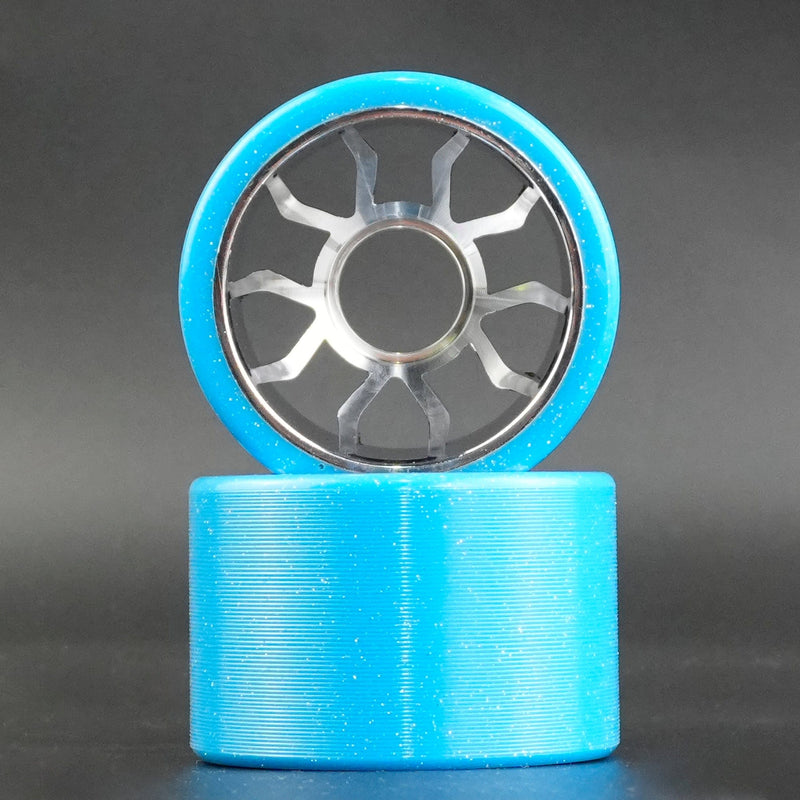 Close-up of a single Bont Moonwalk roller skate wheel showing its sleek urethane finish and precision hub design