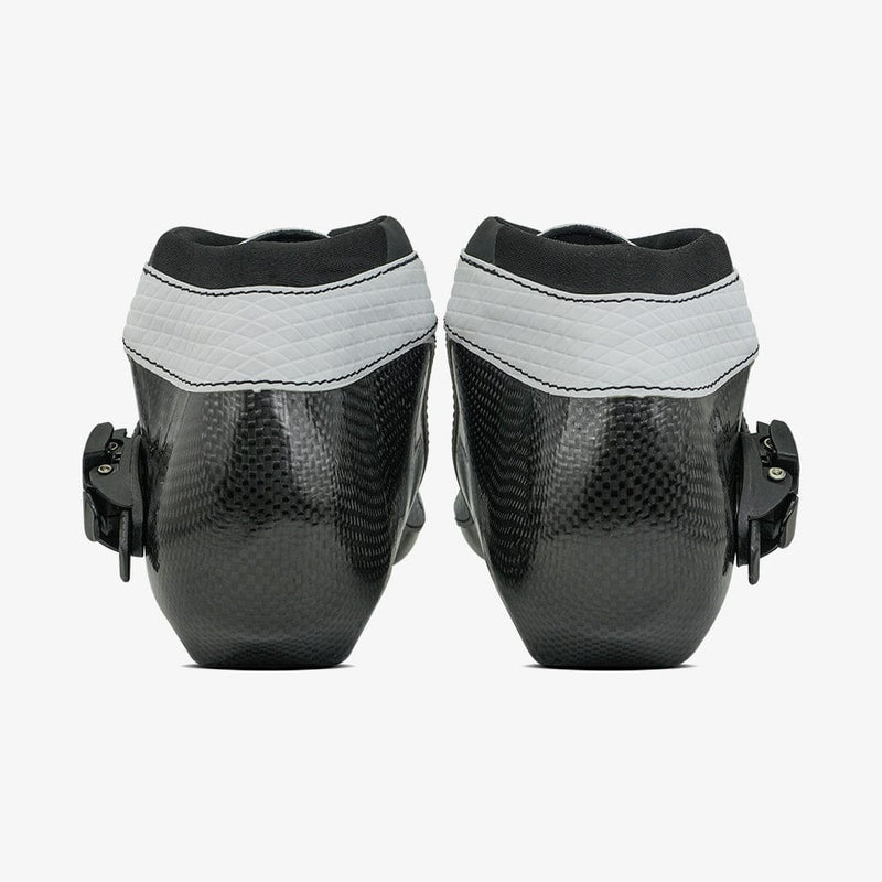 white-Detail shot of the narrow cuff construction and ankle contour