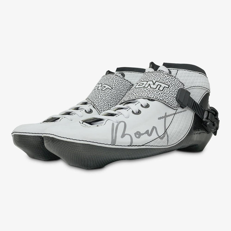 white-Bont Eclipse boot in use during inline speed skating
