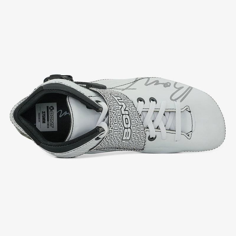 white-Top-down view of the Eclipse boot showing fit and lacing
