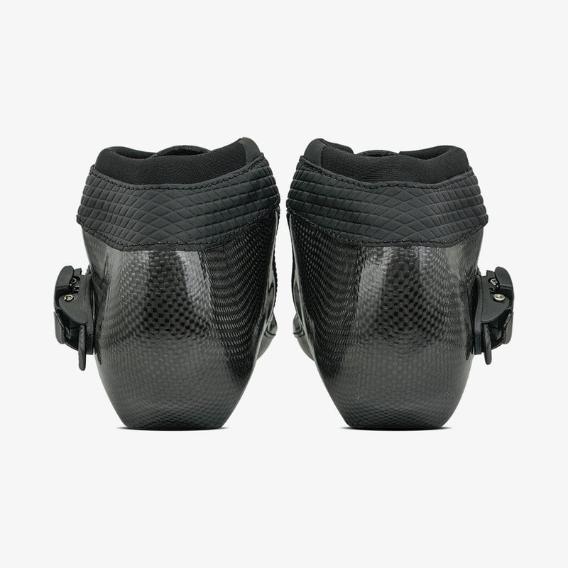 black-Detail shot of the narrow cuff construction and ankle contour