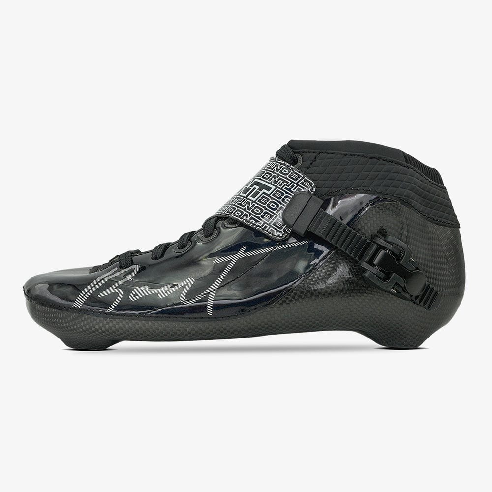 Black Bont Eclipse inline speed skate boot shown from the side