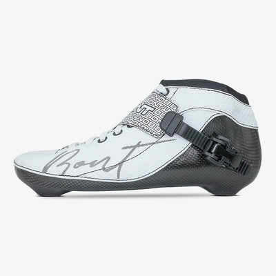 white-Side view of the Bont Eclipse inline speed skate boot