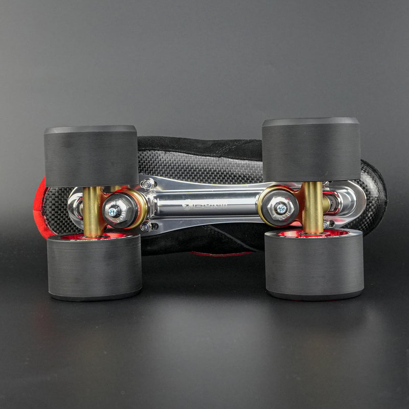 Close-up of the carbon Zeus plate and quick release axles