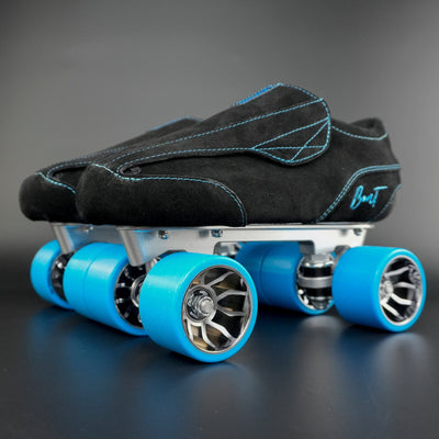 Complete skate in use on an indoor track