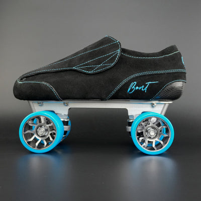 Side view of skate with Envy Carbon boot, Moonwalk wheels, and Tracer plate