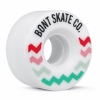 Three-quarter view of the Multi Glide outdoor roller skate wheel in neutral white with red, pink, and green chevrons