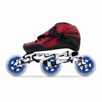 Jet Kids Matte Red inline skate package with Unity 9.8 frame and three Elemental 84mm wheels
