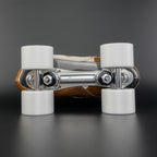 Detail of Ultraglide silver electroplated hub and wheel urethane