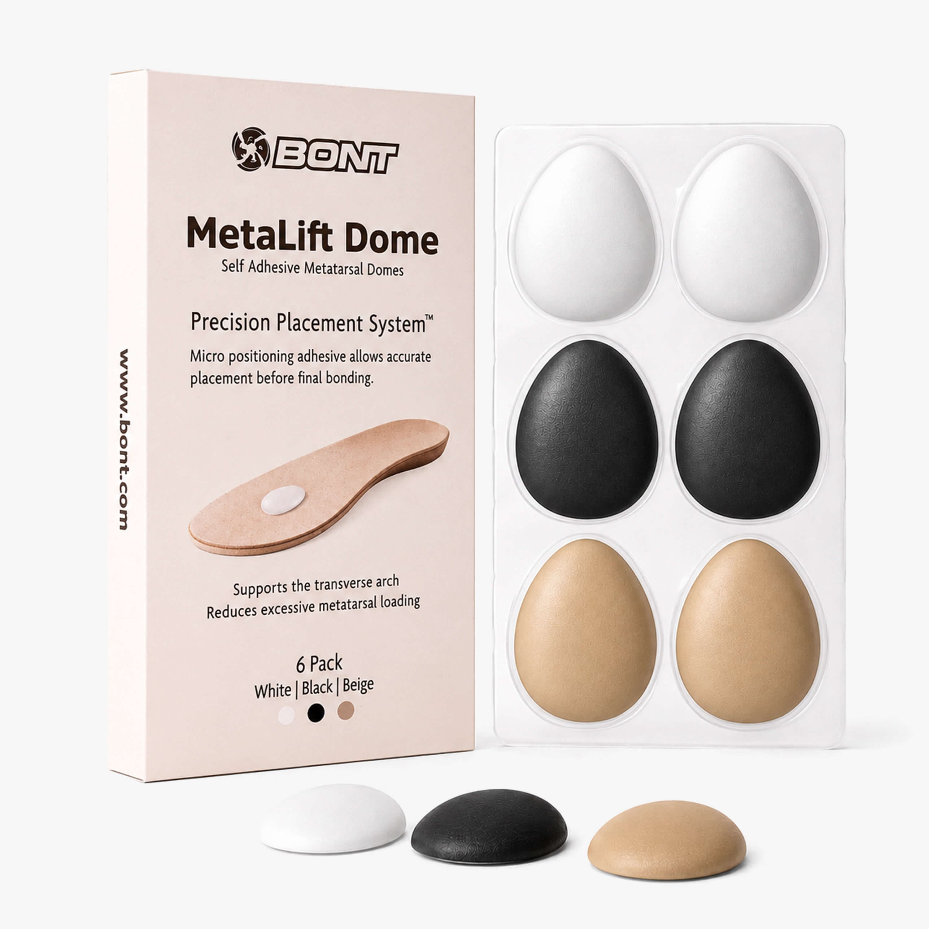 Bont MetaLift Dome packaging with six individual self-adhesive metatarsal pads