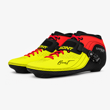 MyBont Slipstream boots, Yellow, crimson, and black