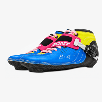 MyBont Slipstream boots, Metallic blue, yellow, and pink