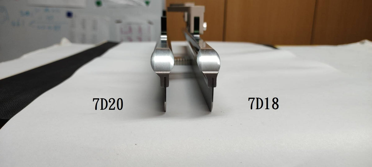 Original end-view photograph: Platinum Flex 7D20 at left and Platinum Firm 7D18 at right, showing the different section thicknesses