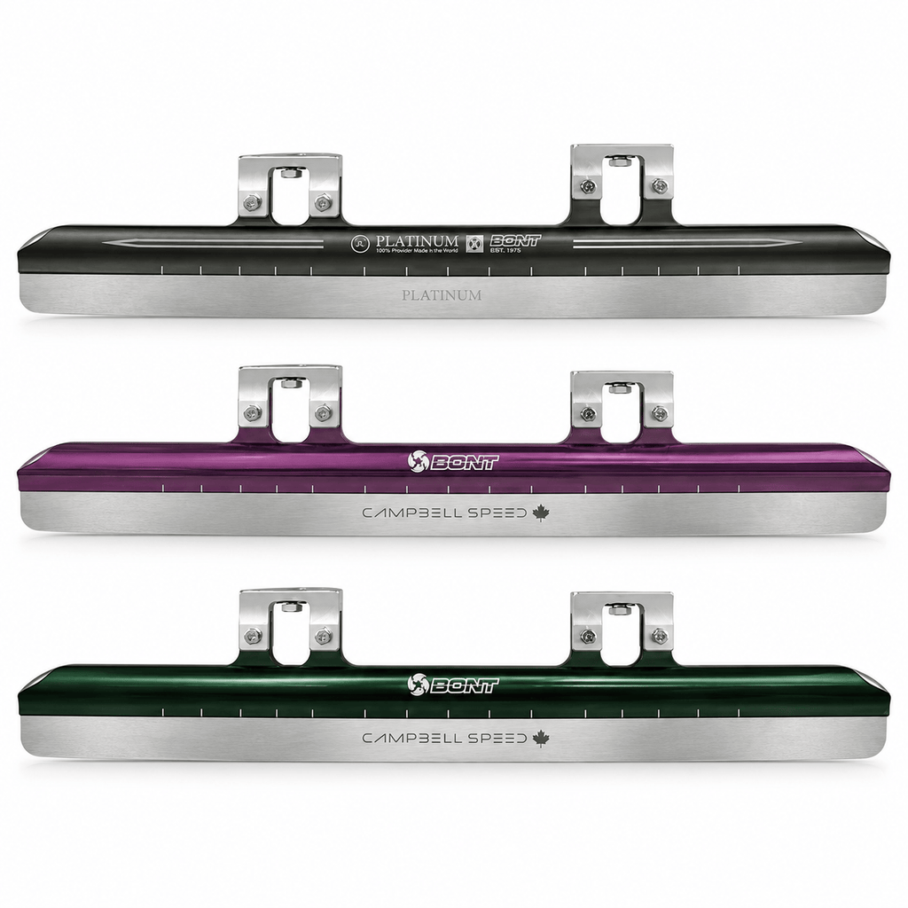 Gun Metal, Purple, and Green Platinum X firm short track blades