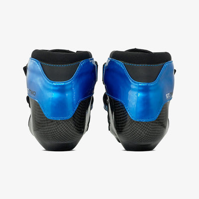Bont Short Track Two carbon boots – rear and heel detail in black and shiny blue