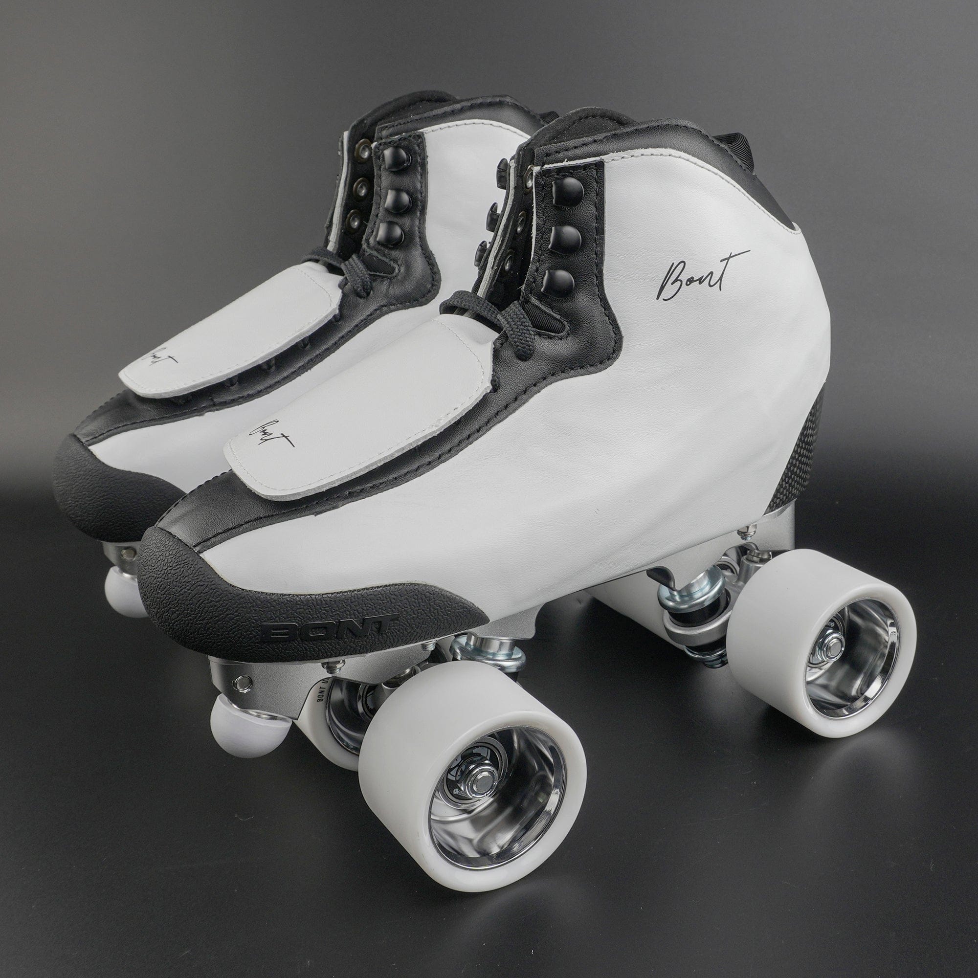 Angle view highlighting the skate design and aluminum plate