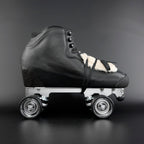 Rhythm skate setup showing lightweight boot and quad wheels