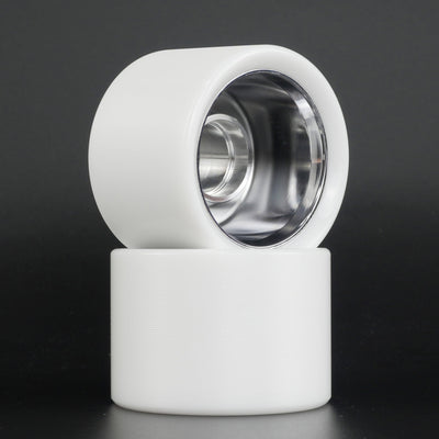 Close-up of the 6061 aluminum hub with electroplated silver finish