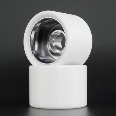 Side view of Ultraglide Indoor Roller Skate Wheel showing polished silver hub
