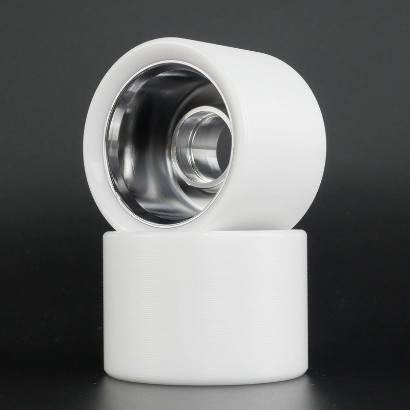 Side view of Ultraglide Indoor Roller Skate Wheel showing polished silver hub