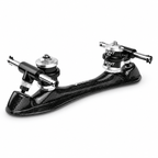 Gloss carbon fiber speed plate shown at an angle with its curved body and 7-degree trucks