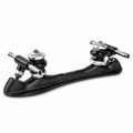 Matte Zeus Carbon NTS roller skate plate with black trucks and silver quick-release axles